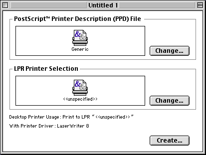 Create New Desktop Printer